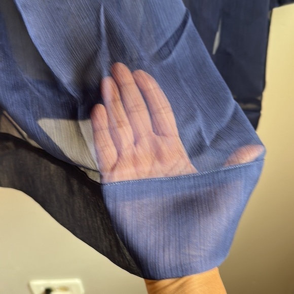 NWT Liz Lang Blue Sheer Coverup Lingerie Blouse Size Large - Picture 4 of 11